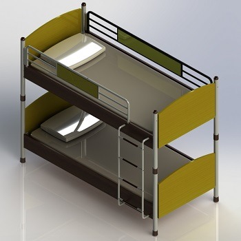 طراحی و مدلسازی تخت خواب دو طبقه با سالیدورک